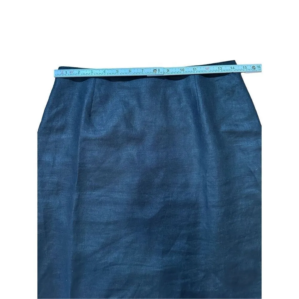 Rafaella womens vintage black 100% linen pencil skirt sz 8P - Image 4