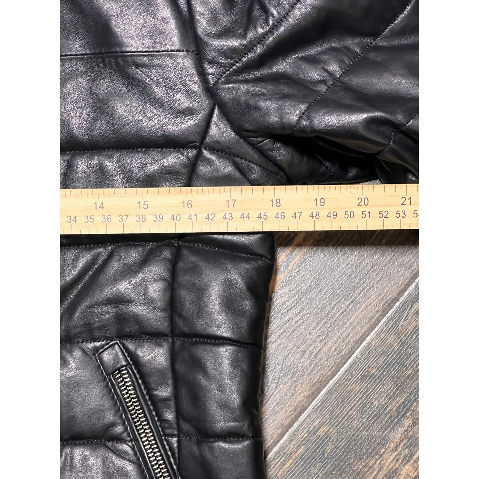 Scully Puffy Lambskin Leather Jacket Black Zip Pockets Womens Medium Moto Lux - Image 7