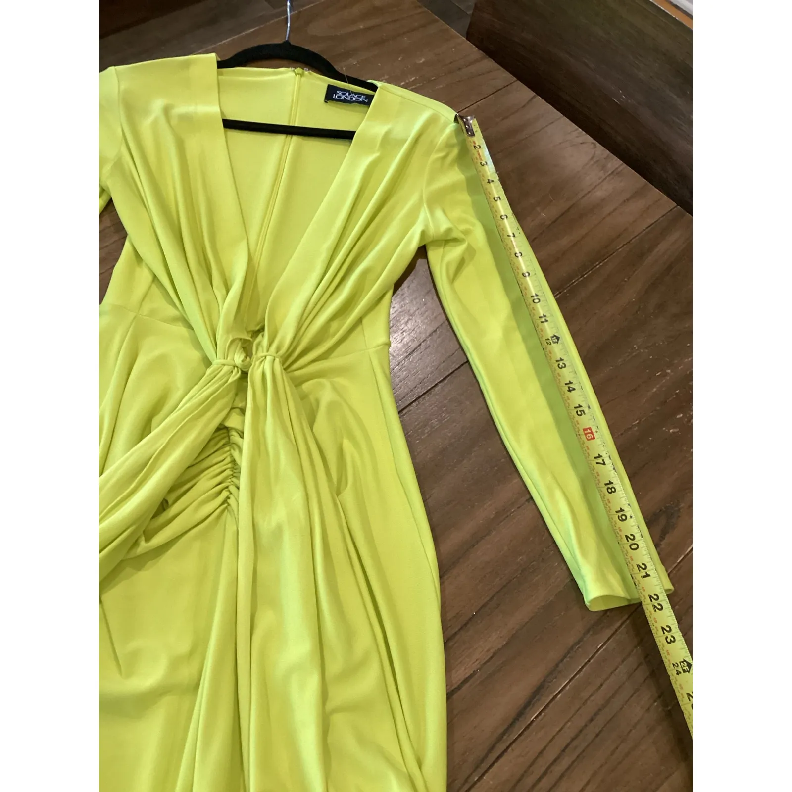 Revolve SOLACE LONDON Lorena long sleeve drape Midi Dress citrus 0 / 2 - Image 6