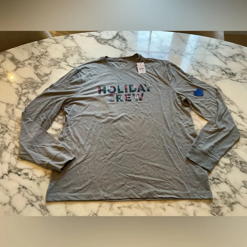 NWT J. Crew Grey Long Sleeve Tartan Plaid “Holiday Crew” Top SZ XL - sensor hole - Image 3