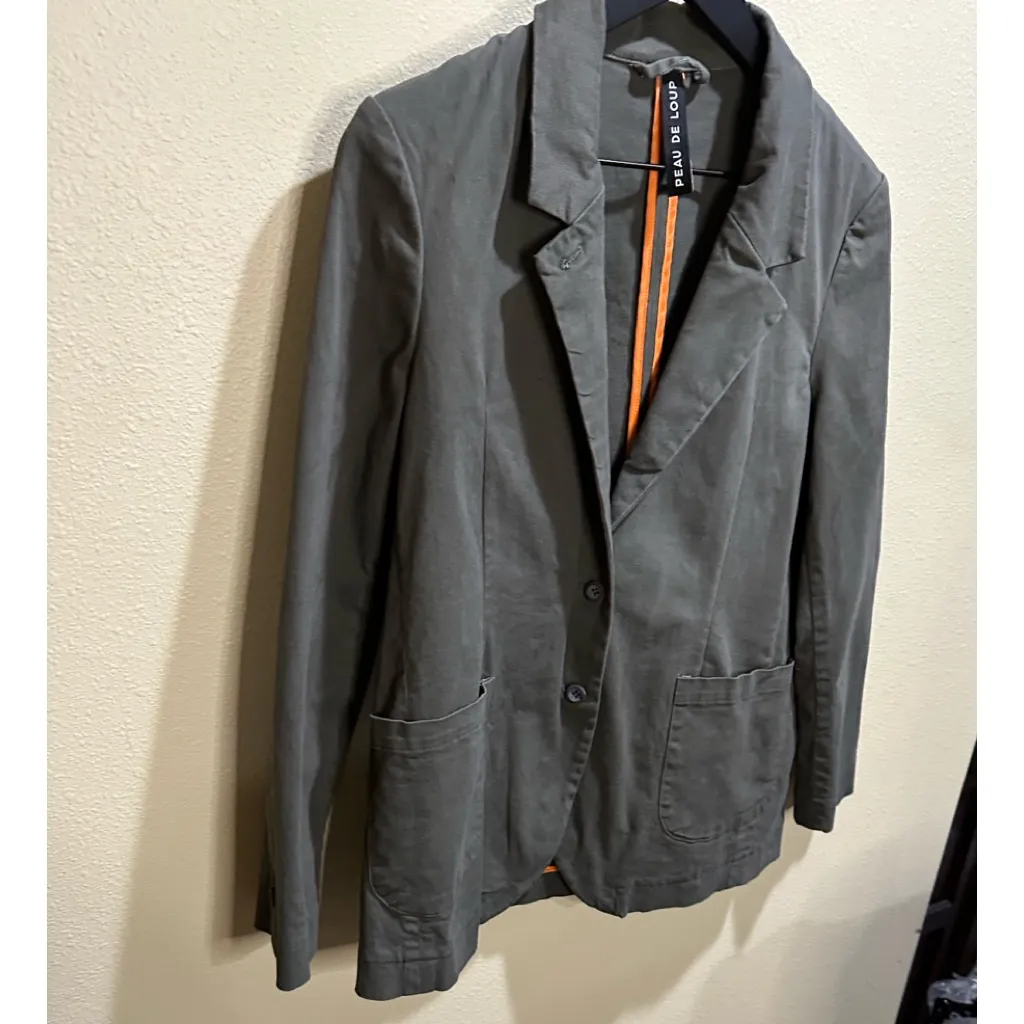 Peau De Loup Betta Button Up Suit Jacket Olive green size 10 - Image 5