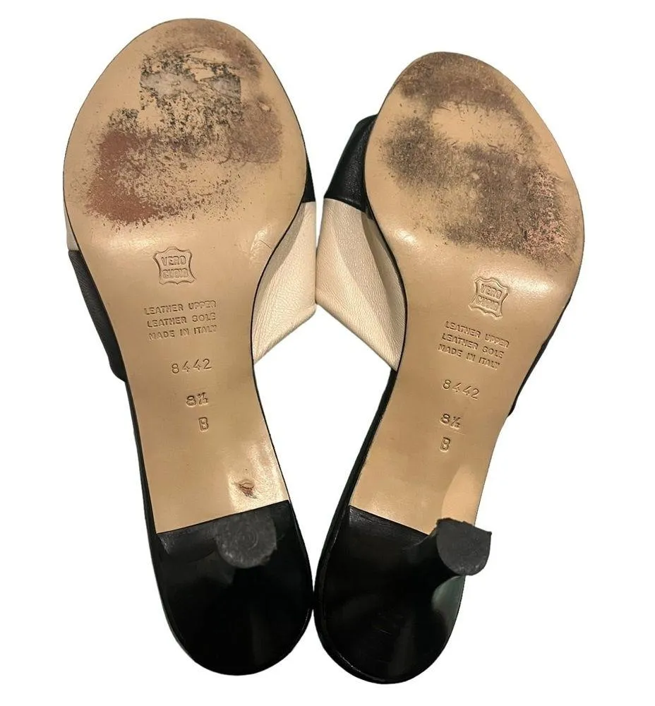 Massimo Baldi Leather Color Block Heeled Sandals, Sz 8.5 - Image 12