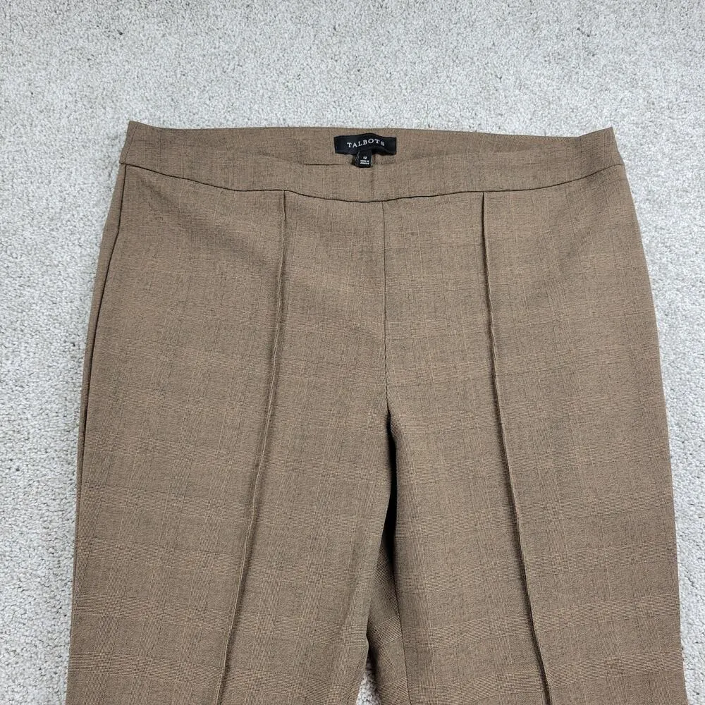 Talbots Womens Trousers 12 Brown Plaid Straight Leg Stretch Office Dress Attire - Image 4