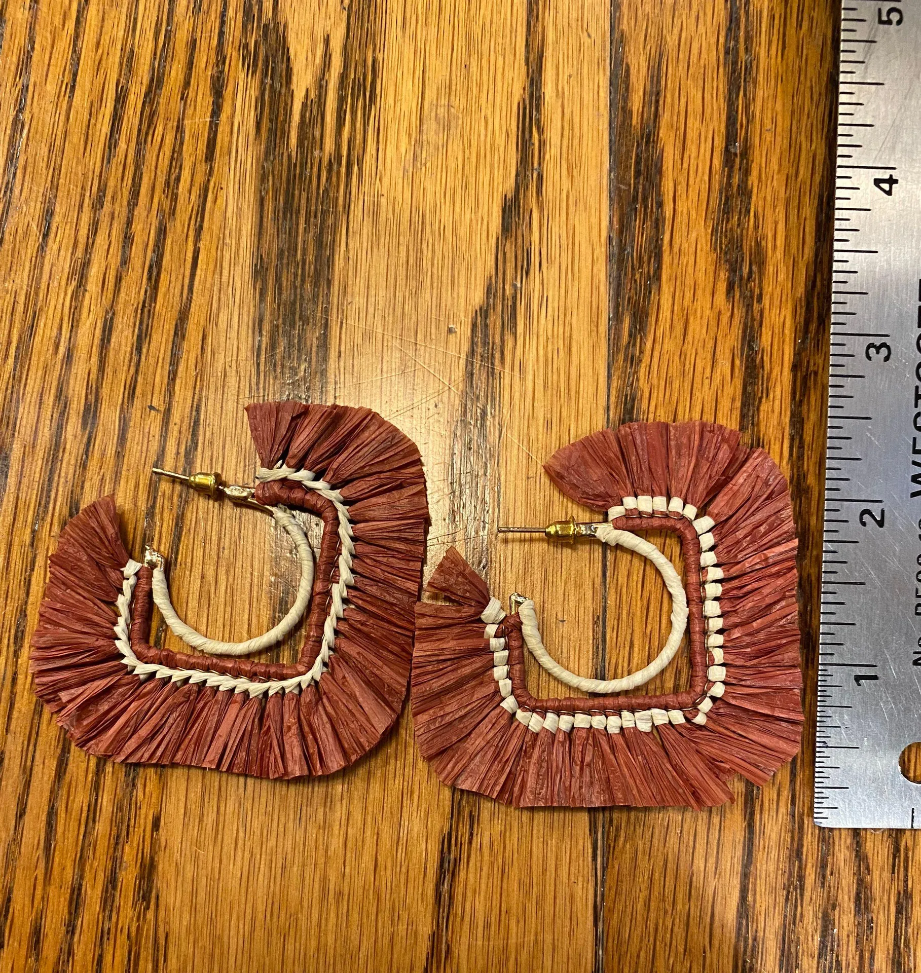 American Eagle Outfitters Boho Square Raffia Earrings - Image 6