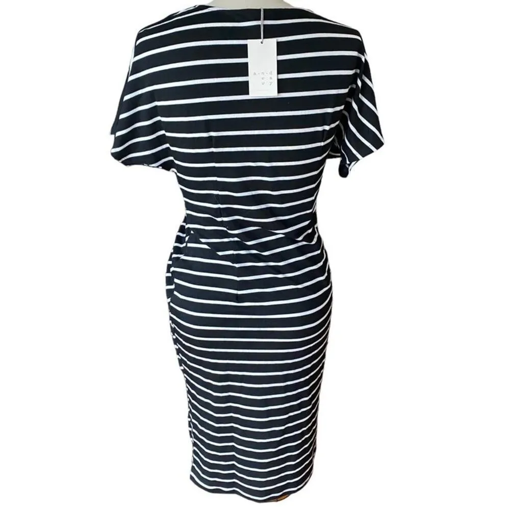 NWT ~ Black & White Striped Twist Front Short Sleeve Dress by A NEW DAY ~ SMALL - Image 6