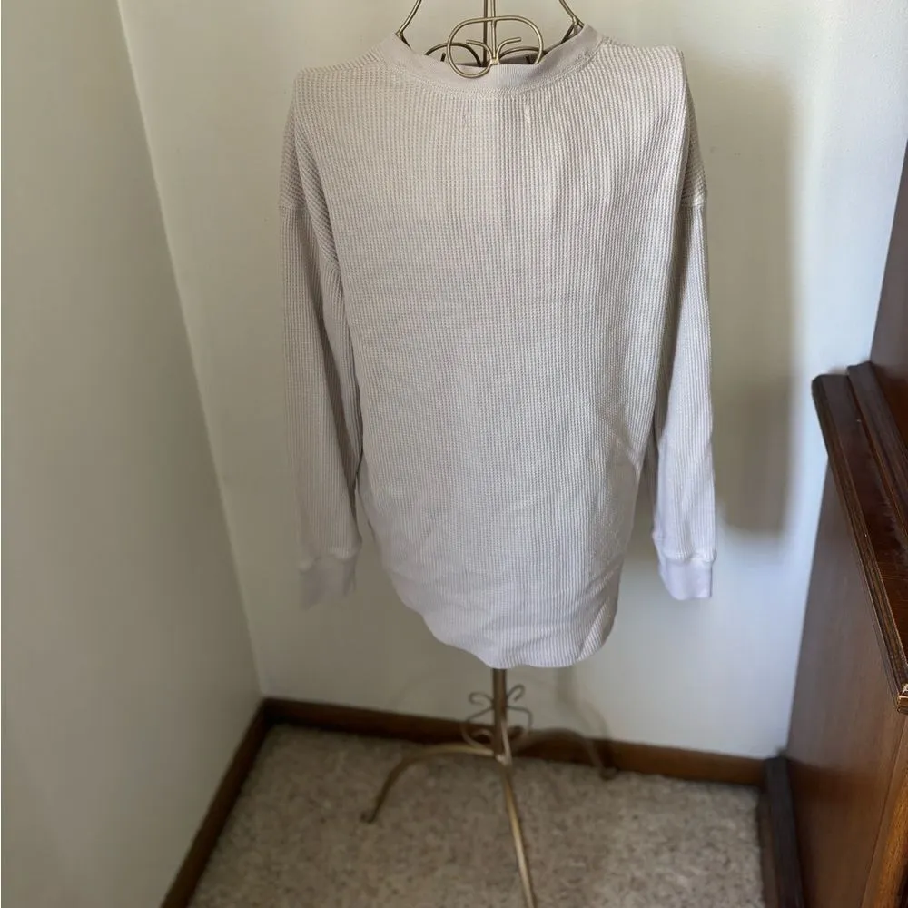 Abercrombie greige waffle wave thermal long sleeve top S 66% cotton - Image 9