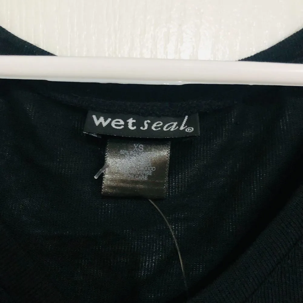 Wet Seal Women's T-Shirt Short Sleeve Casual Hi-Low Tee Top‎ Black Size XS - Image 2
