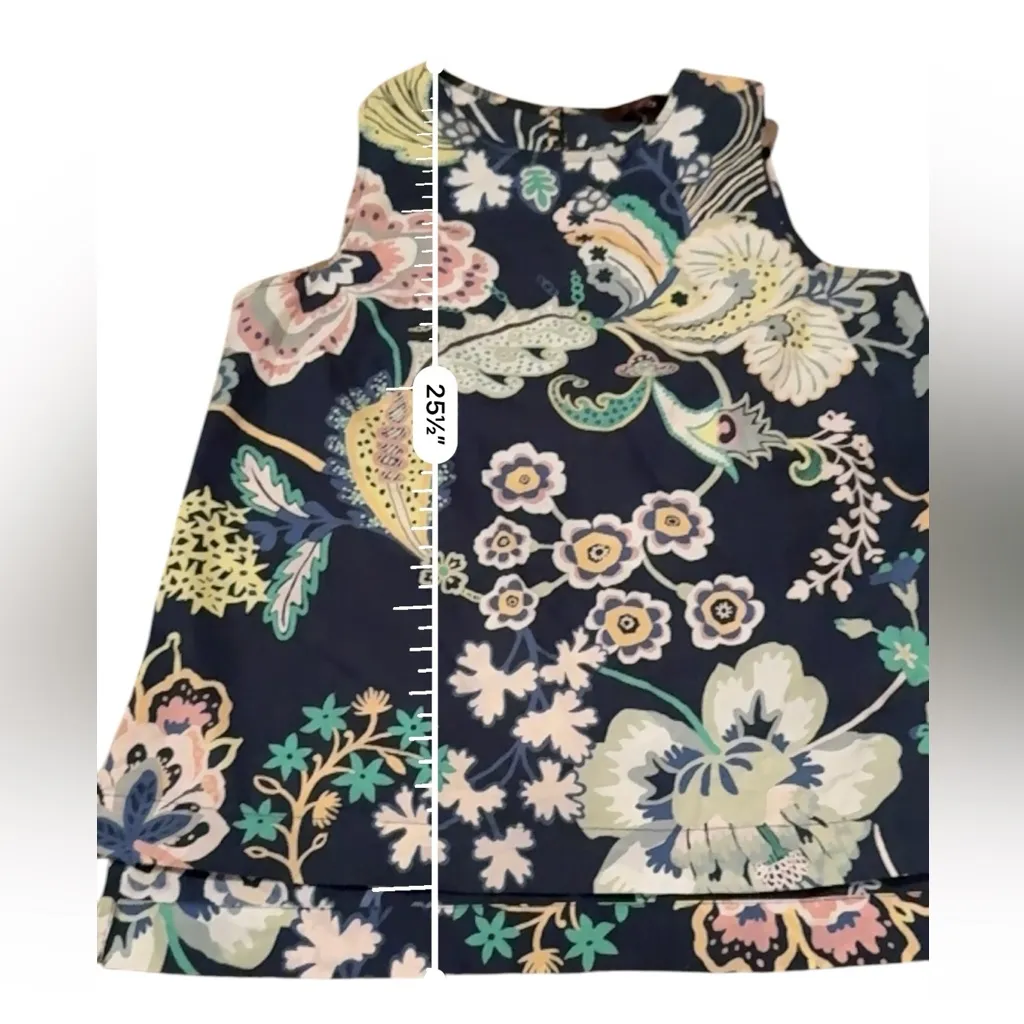 J. Crew Liberty Fabric Navy Blue Multicolor‎ Floral Sleeveless Top Sz 0 - Image 8