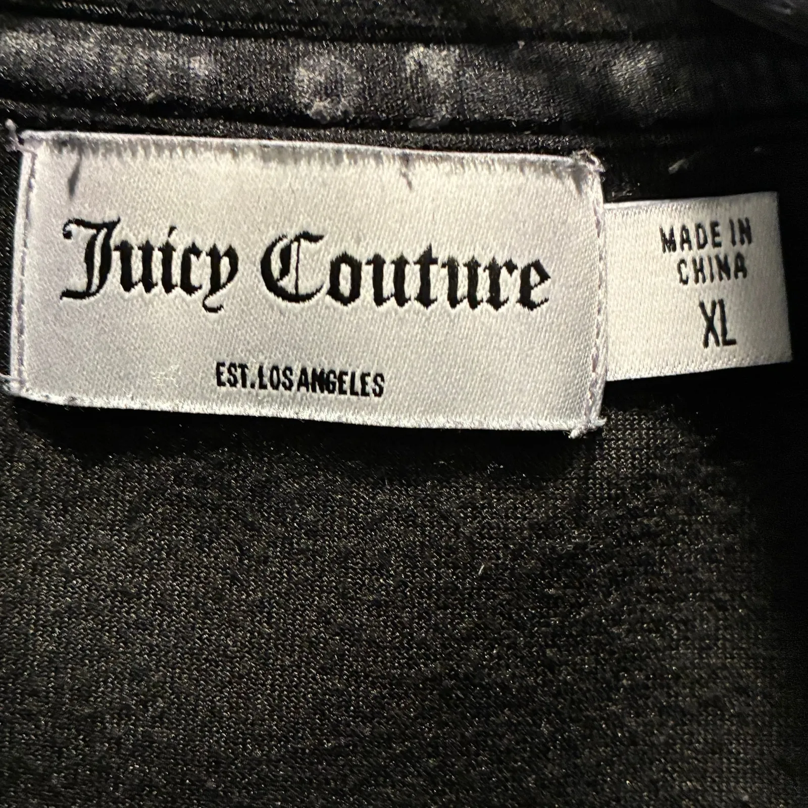 Juicy Couture Jacket Velour Zip Up Rhinestones Sweatshirt White Label Black XL - Image 11