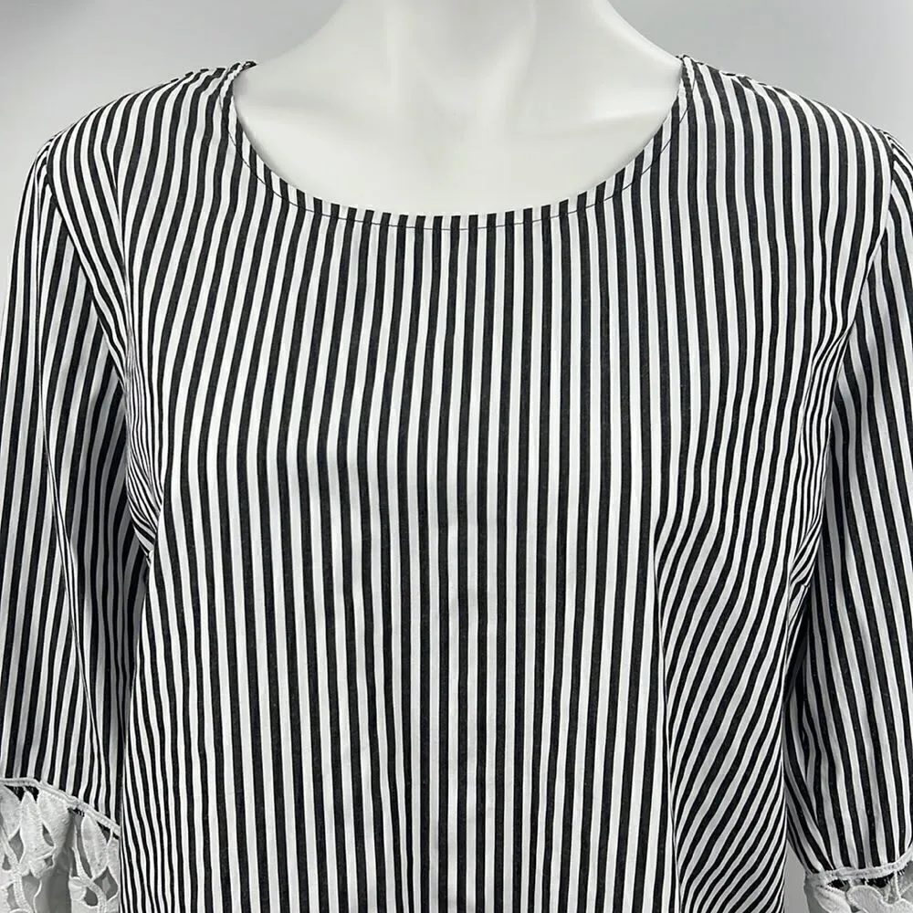 Notations striped scoop neckline blouse size XL - Image 2
