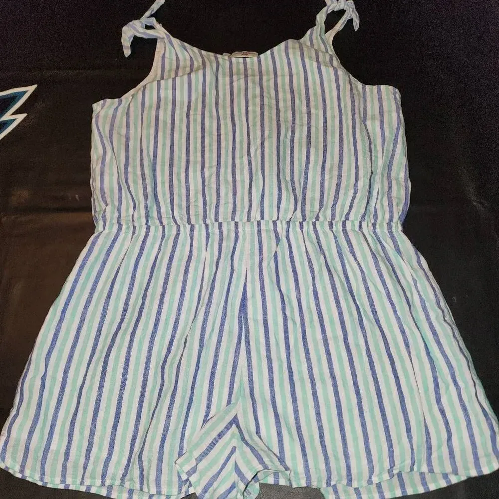 Vineyard Vines Womens Hope Bay Striped‎ Button Front Short Romper Large - Image 2