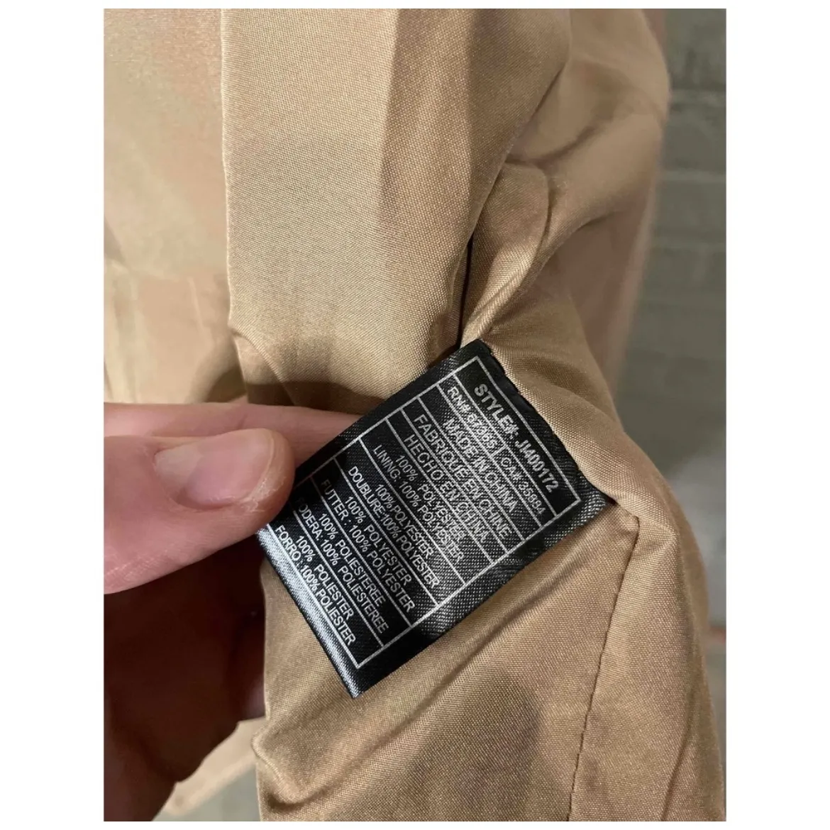 JACK by BB Dakota Camel Tan Asymmetrical Zip Collarless Wool Blend Coat Medium - Image 8