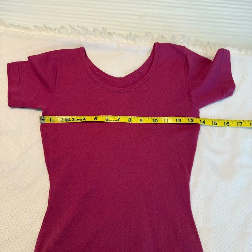 Vintage 70s Bodysuit Pink Magenta NO Size Homemade? Short Sleeve Approx Small - Image 6