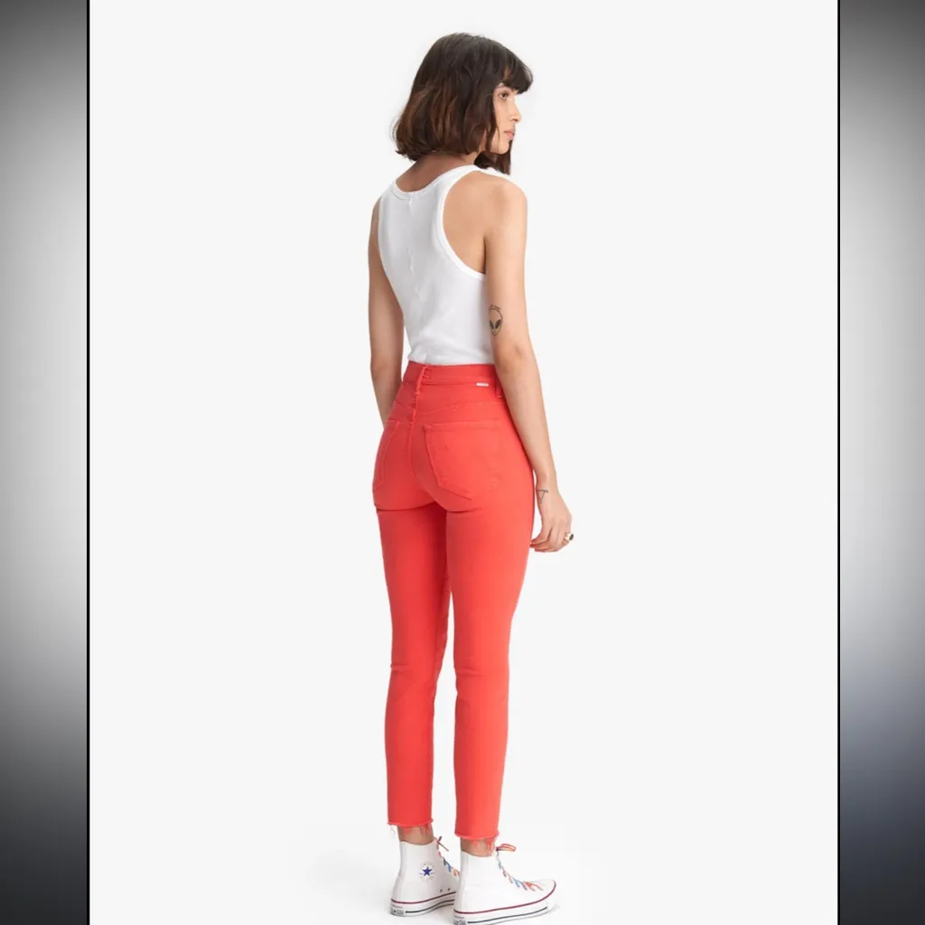 Mother The Stunner Ankle Fray in Play Date Tomato Red Size 26 - Image 2