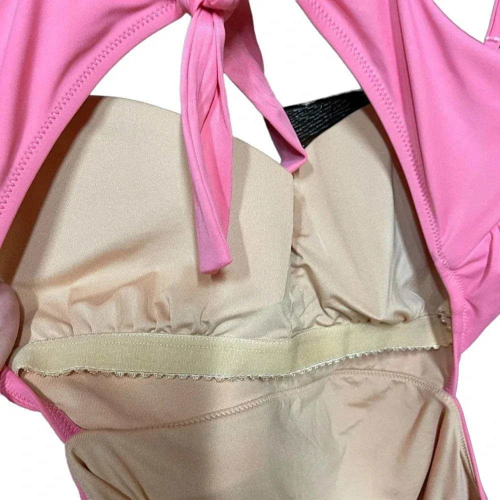 J. Crew‎ Cutout Tie-Back One Piece Swimsuit Tea Rose Pink Size 16 - Image 10