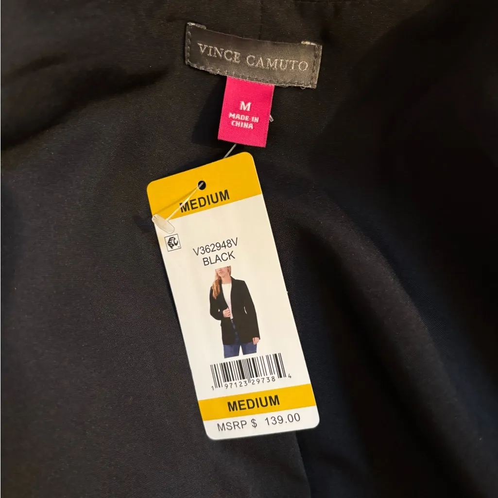 Vince Camuto Black Single-Button Blazer $100 OFF MSRP Size Medium NWT Classic! - Image 2