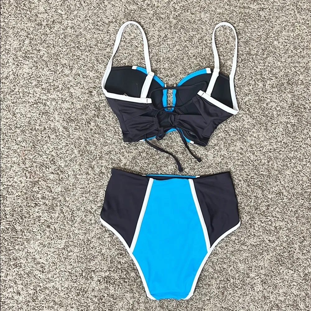 A Che Bikini Swimsuit Tankini Colorblock High Waist X - Image 2