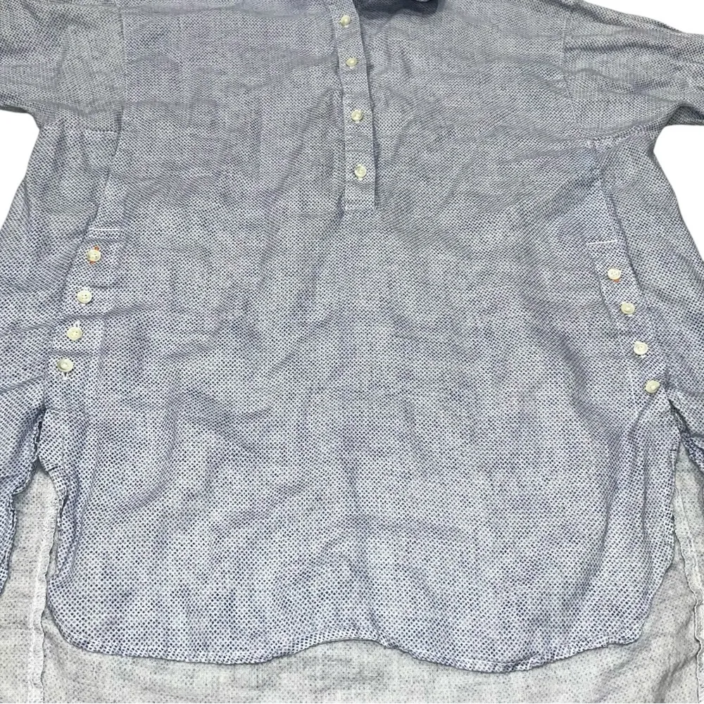 J. McLaughlin Fallon Loose Fit Blue & White Linen Blouse Top Shirt size Small - Image 5