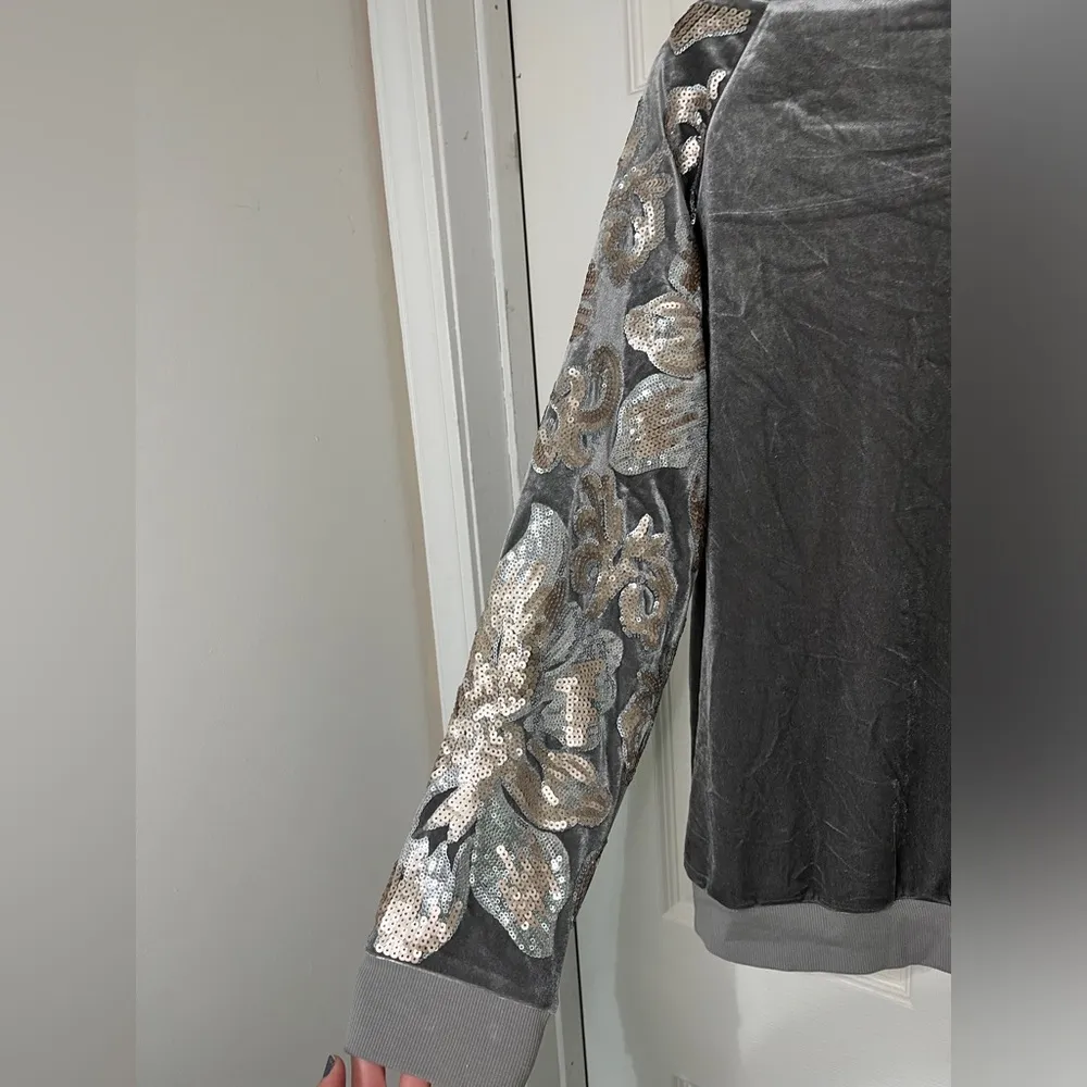 Soft Surroundings Glistening Sequin & Velour Jersey Knit Lined Sweatshirt Sz XL - Image 5