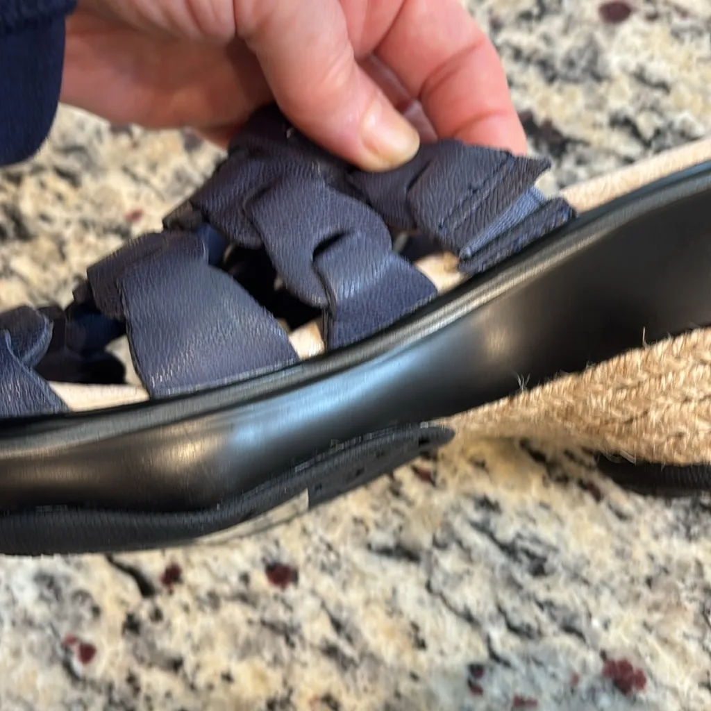 Jambu memory foam leather romance Navy Woven wedge Sandals - Image 13