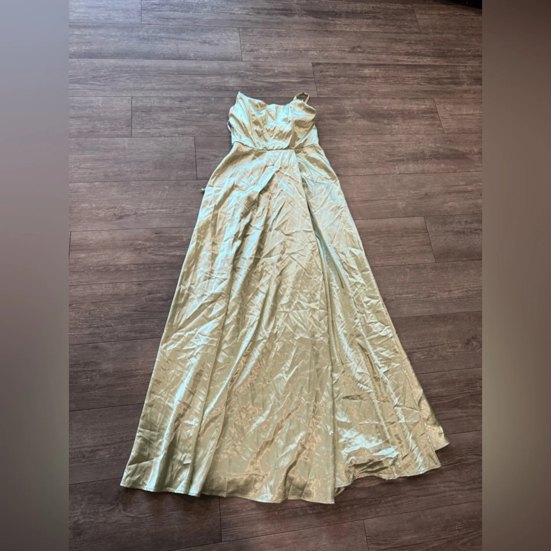 Speechless Light Green Satin Gown - Image 7