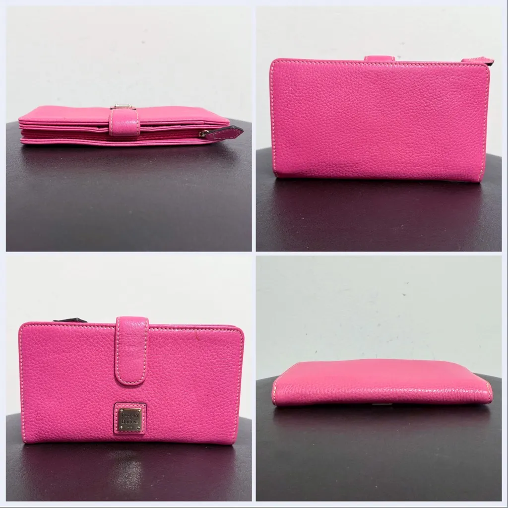 Dooney Bourke Pink Pebble Leather Luna Half Moon Shoulder Strap Bag Wallet - Image 14