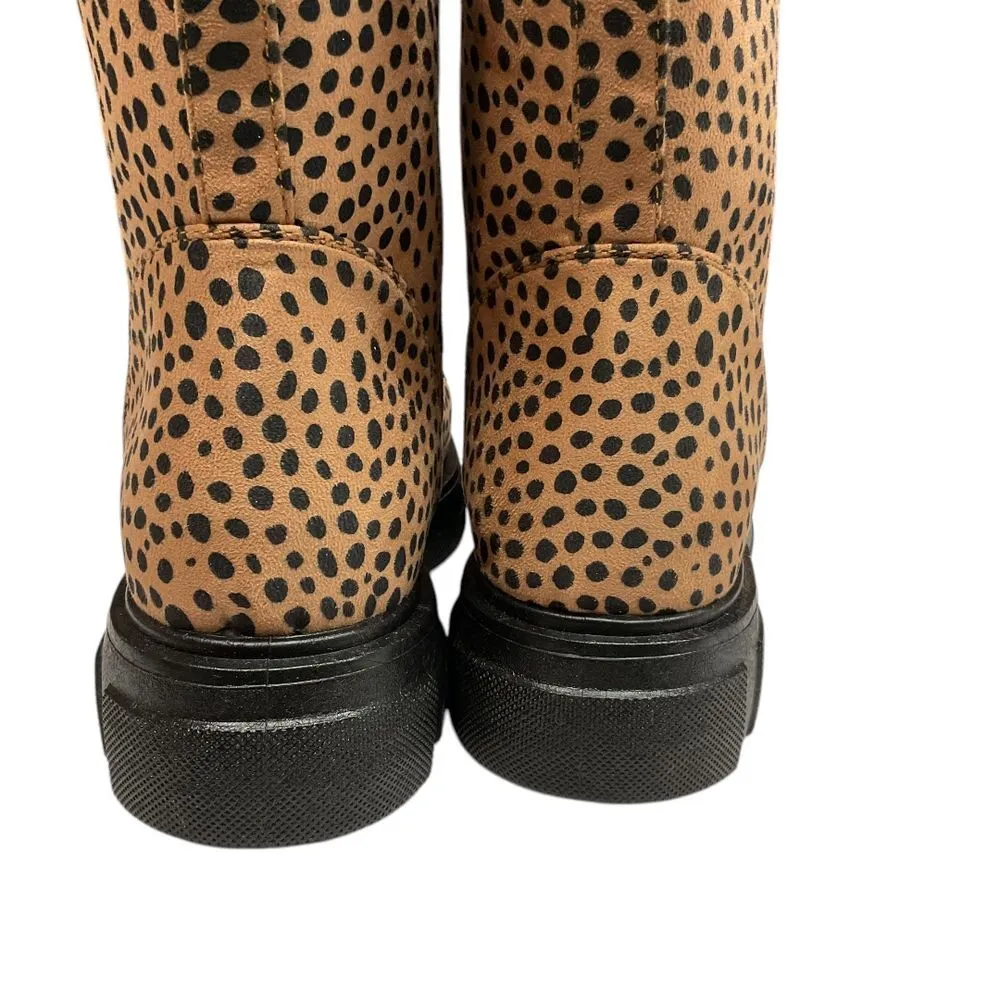 Olivia Miller Women's Normie Leopard Print Combat Boots Tan Black Size 11 Trendy - Image 5