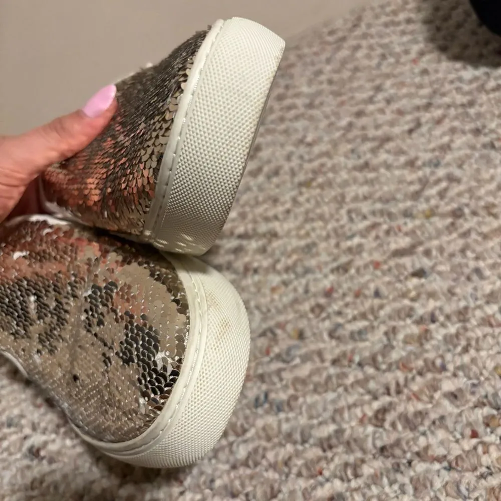 Tory Burch Carter Slip On Flip Sequins Gold Sneaker- Size 9 - Image 11