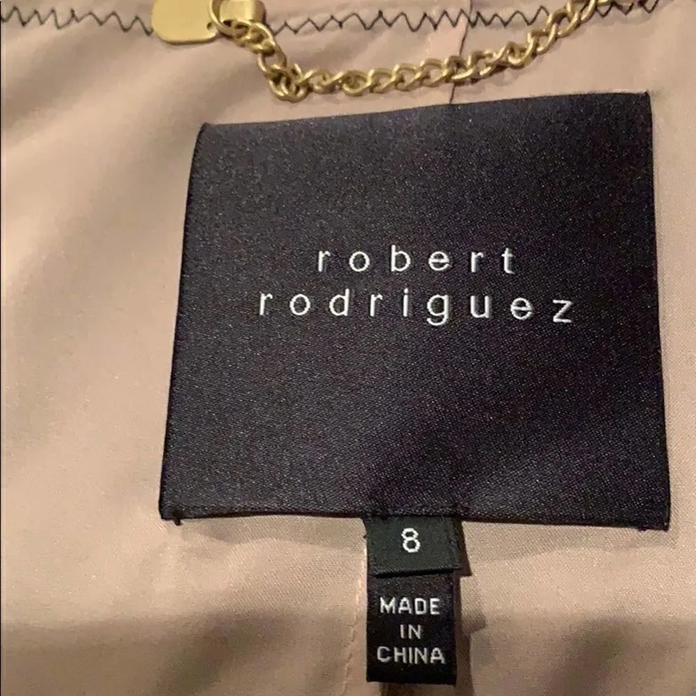 Nwot Robert Rodriguez Black Silk Tan Lined Open Front Blazer Women’s Size 8 - Image 7