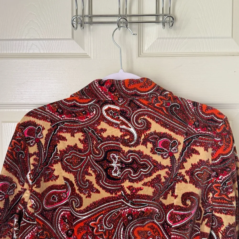Talbots Stretch Size 12 Velvet Paisley Print Blazer Jacket Boho Fall - Image 4
