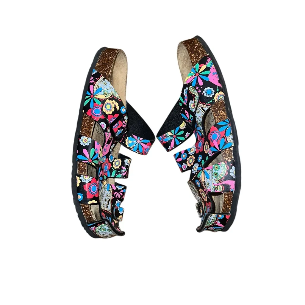 Maibulun Floral Strappy Clogs Black and Multicolor Size 40 - Image 4