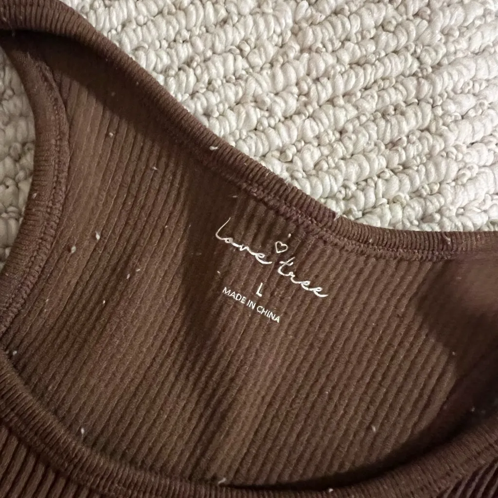 Brown Ribbed Crew Neck Tank Top - Image 6