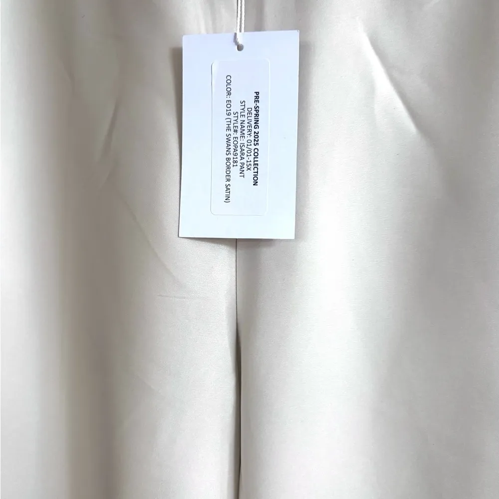 NWT MISA Los Angeles Isara Satin Pant in Ivory The Swans Border Print Size XS - Image 5