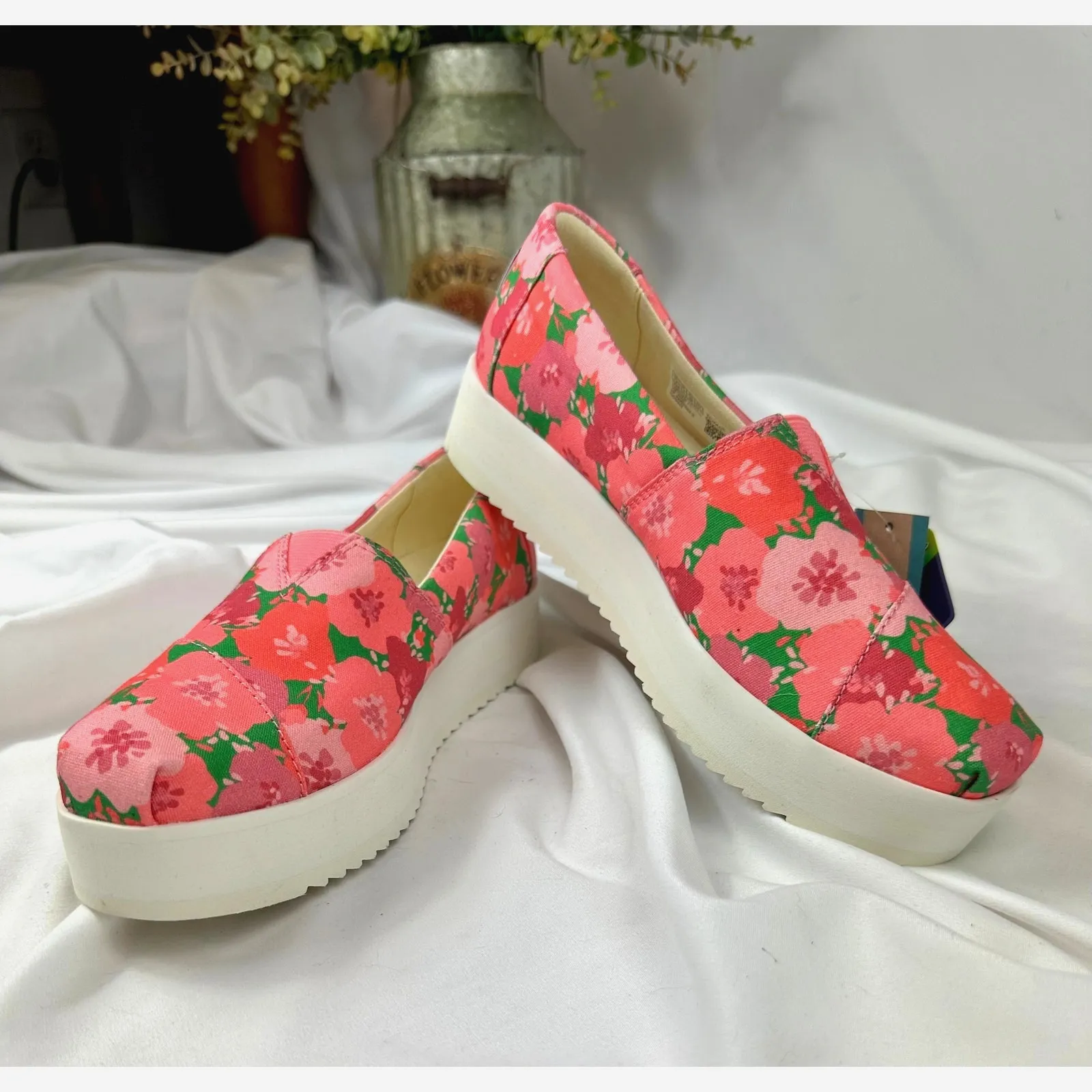 Toms Alpargata Midform Espadrille Platform Shoes Pink Poppies 7.5 - Image 2