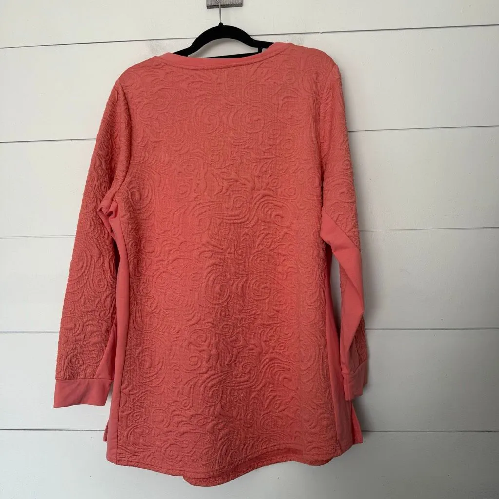Isaac Mizrahi Live Women’s 1X Coral Longsleeve Top Blouse - Image 4