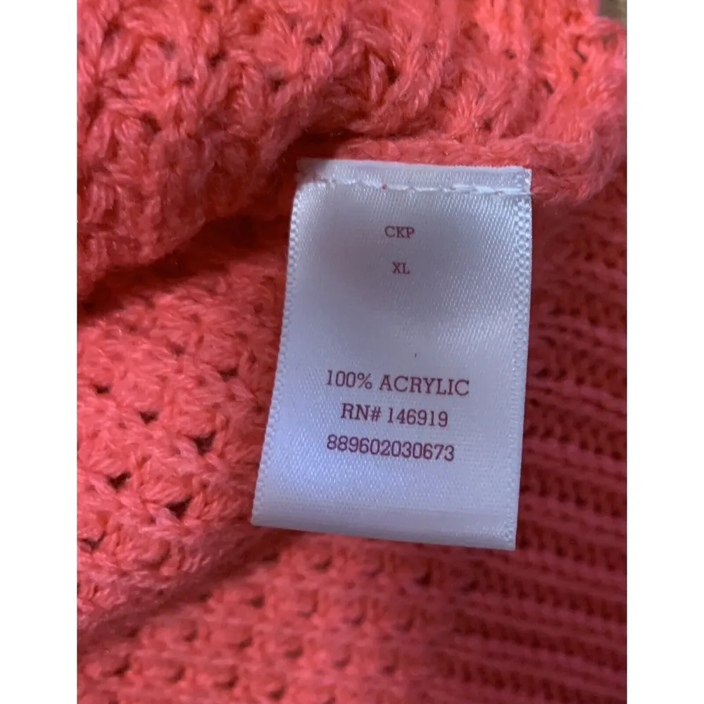 SO Women's Melon Orange Long Sleeve Sweater Size XL Raglan Sleeves - Image 8