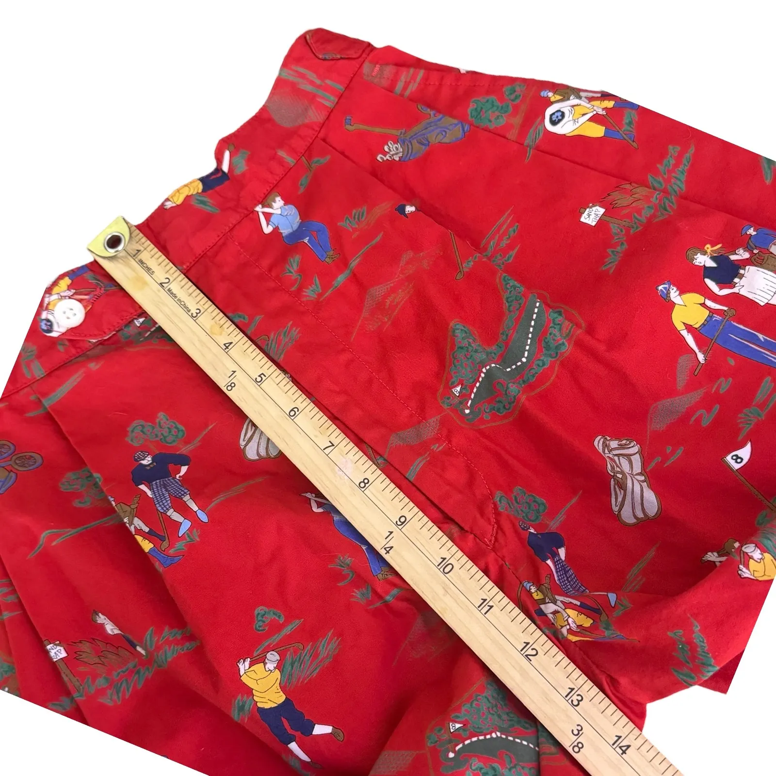 Vintage Womens Novelty Print Golf Shorts‎ Size 10 USA Made High Waited Retro Red - Image 11