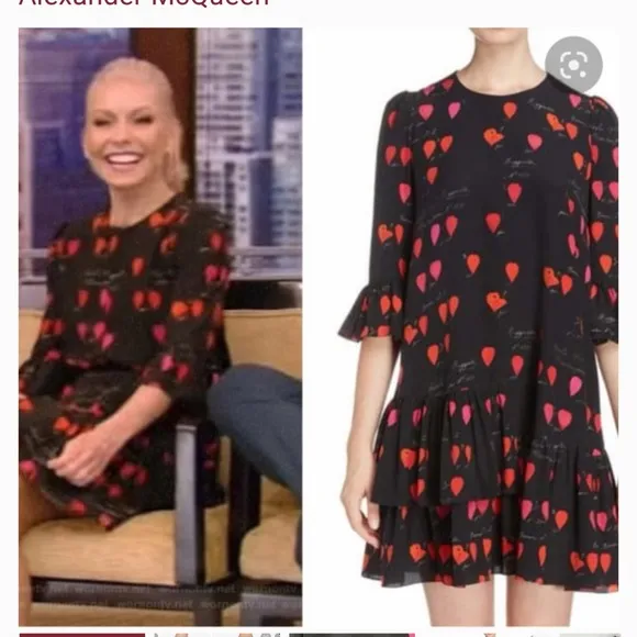 NWOT Alexander McQueen heart print silk dress - Image 2