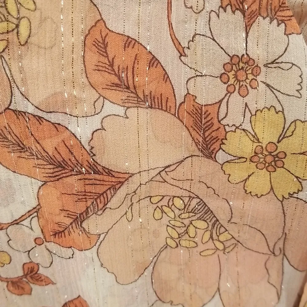 đź’•VERONICA BEARDđź’• Dakota Ruched Silk Dress ~ Melon Metallic Floral Print 12 NWT - Image 12