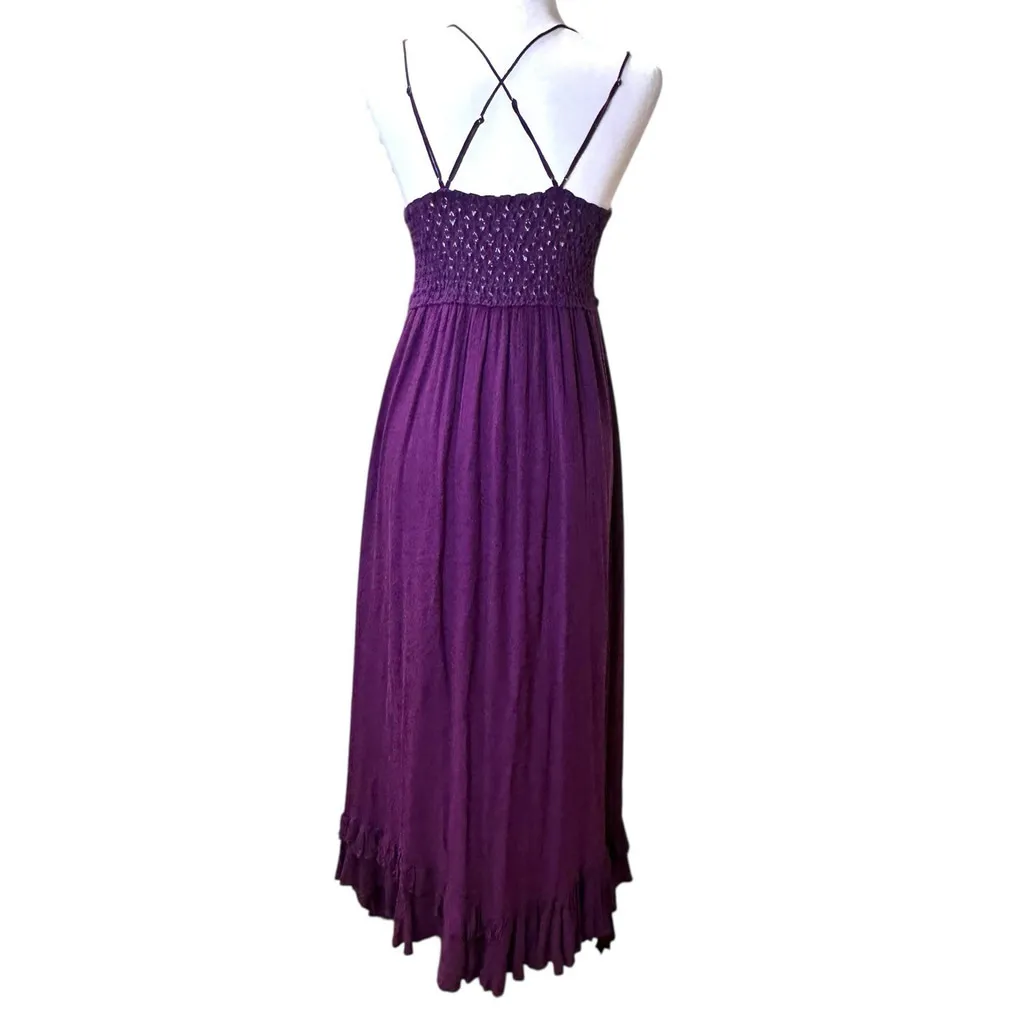 Free People FP One Dress Womens M Purple Adella Maxi Babydoll Whimsical READ - Image 3