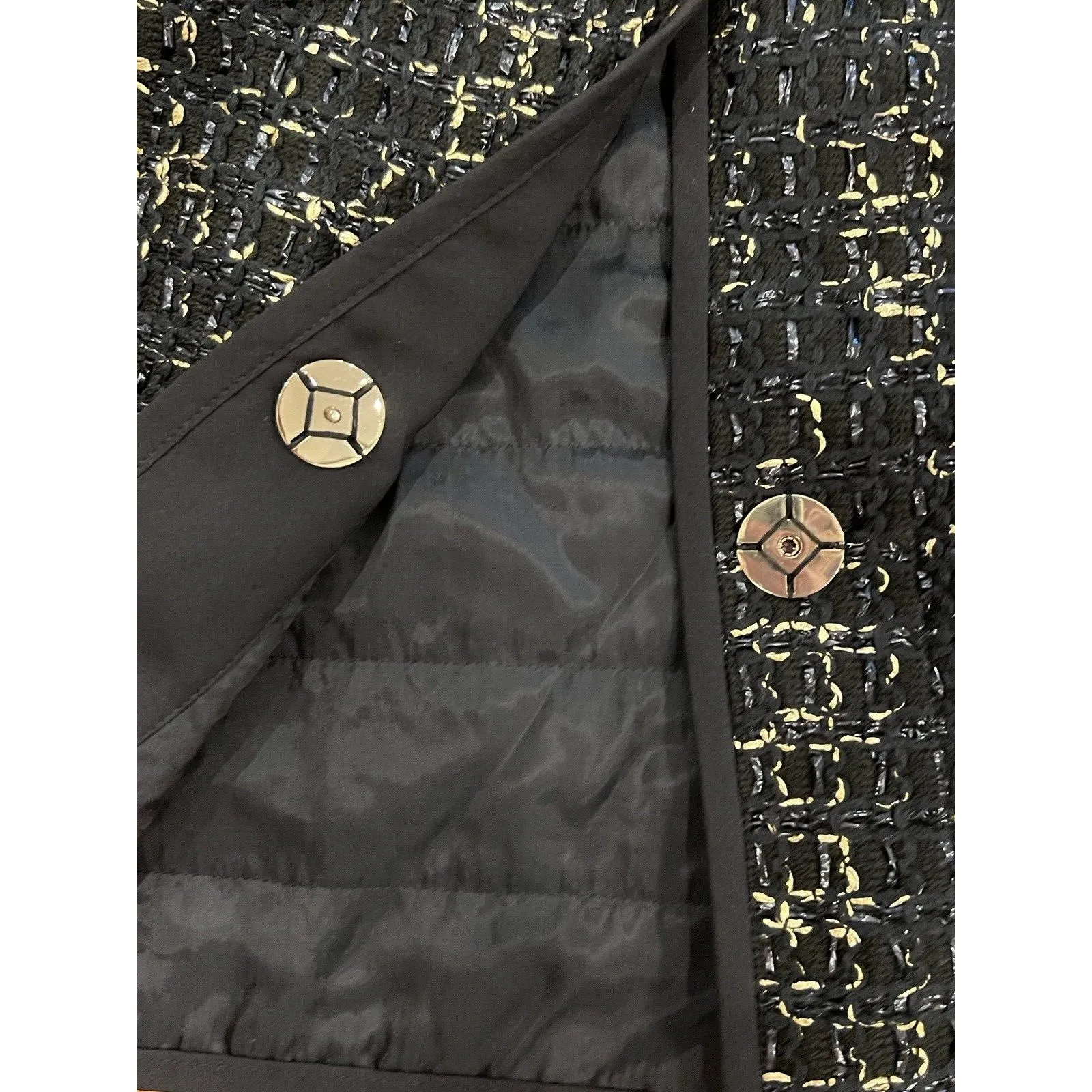 Lafayette 148 New York Black Gold Tweed Metallic Jacket Top Sz M Button Career - Image 8