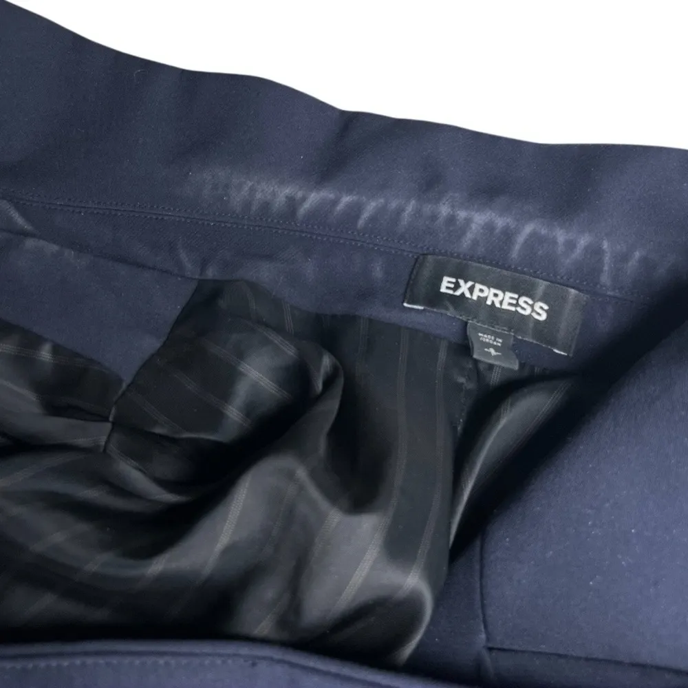 EXPRESS Blue Pantsuit Dark Navy Pants Double Breasted Blazer Jacket Size Small - Image 11