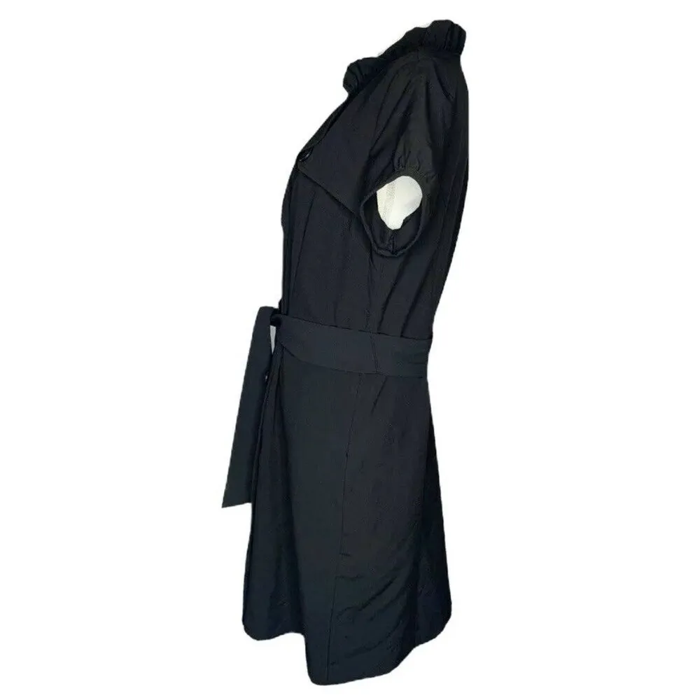 NEW Fashion Bug Ruffle Collar Short Sleeve Button Front Black Dress Tie Belt 16 - Image 5