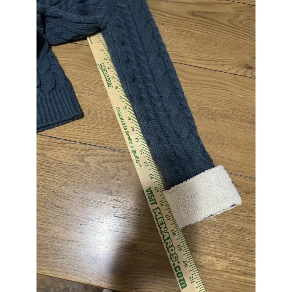 Cabelas Women's Knit Button Cardigan Sweater Jacket Teal Blue Size S Sherpa Hood - Image 8