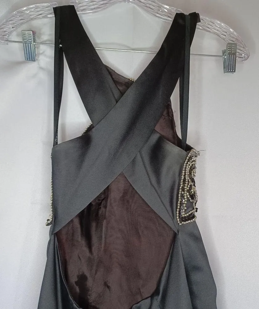 Blonde And Me Evening By Linda Bernell Elegant Black and Gold Beaded Dress Size 10 - Image 6