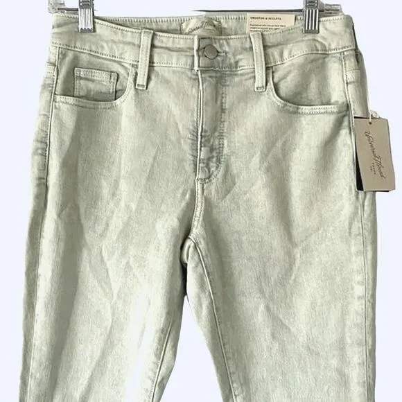 Universal Thread High-Rise Skinny Jeans‎ Mint Green Acid Wash Raw Hem SZ 2X28" - Image 5