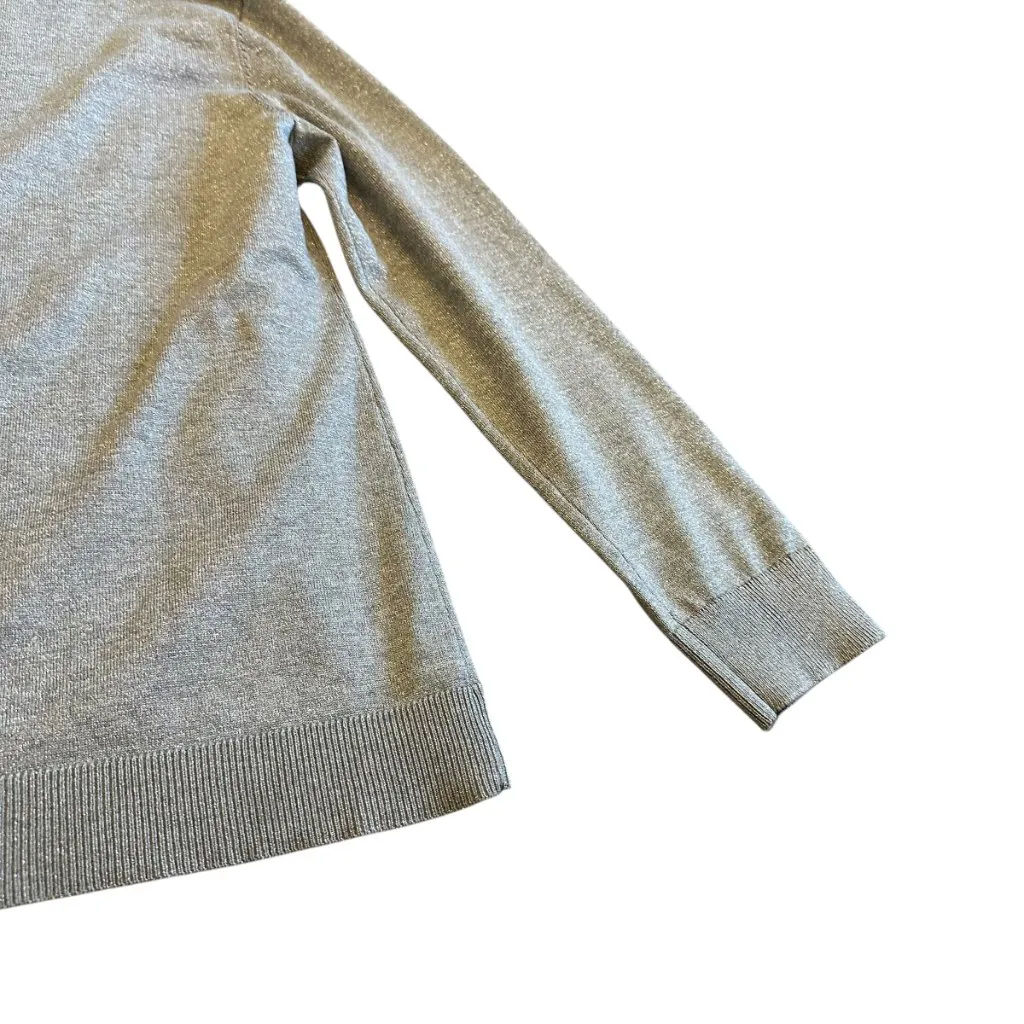 Calvin Klein Silver Grey Sparkle Glitter Sweater Pullover Mock Neck Button Large - Image 11