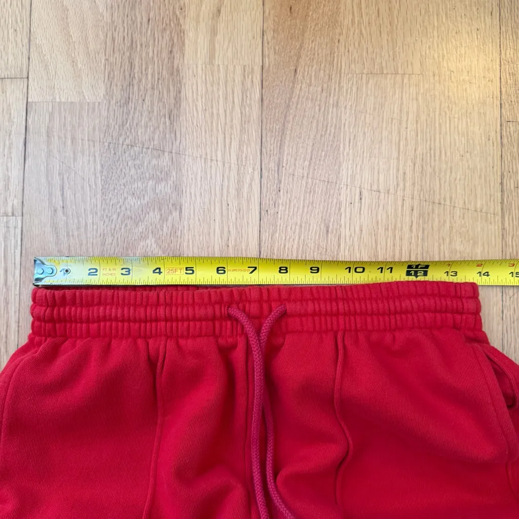 PINK Victoria's Secret Wide Leg Fleece Sweatpants Red M EUC Valentine Athleisure - Image 4