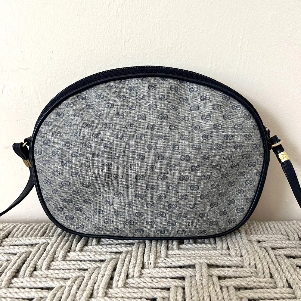 GUCCI GG Plus Navy Canvas and Leather Crossbody Bag - Image 3
