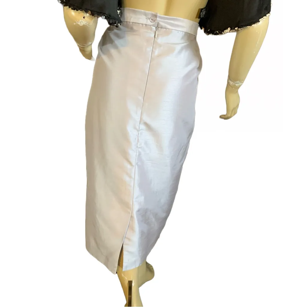 MIDNIGHT VELVET TULLE & TAFFETA SILVER MIDI SKIRT (16) - Image 4